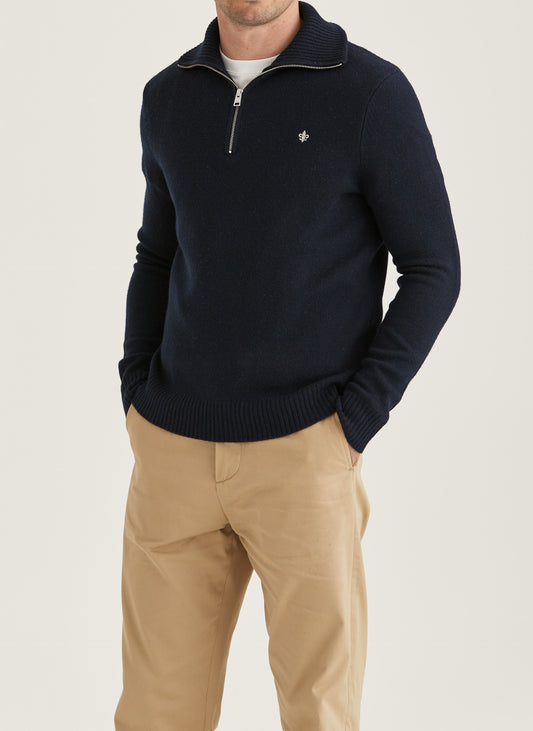 Half Zip doppeltes Garn Hertford Navy