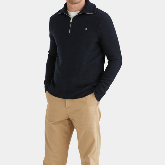 Half Zip doppeltes Garn Hertford Navy