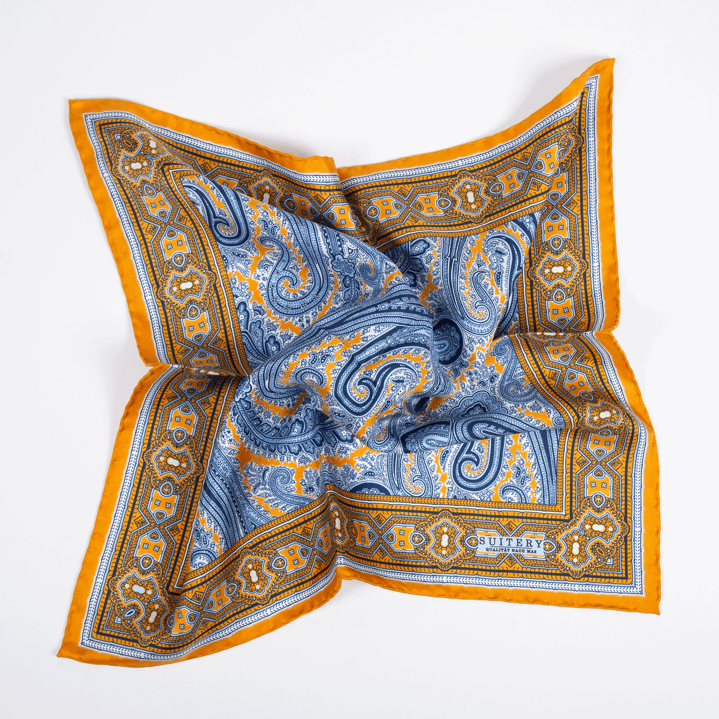 Einstecktuch Seide Paisley Orange Made in England