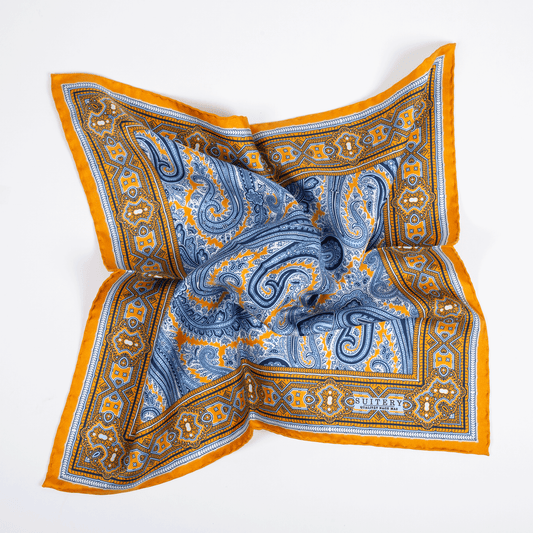 Einstecktuch Seide Paisley Orange Made in England
