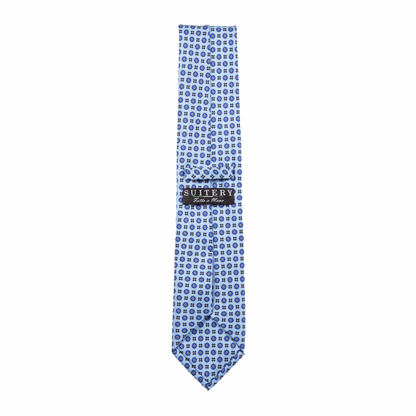 Krawatte Seide Print Floral Made in Italy Light Blue
