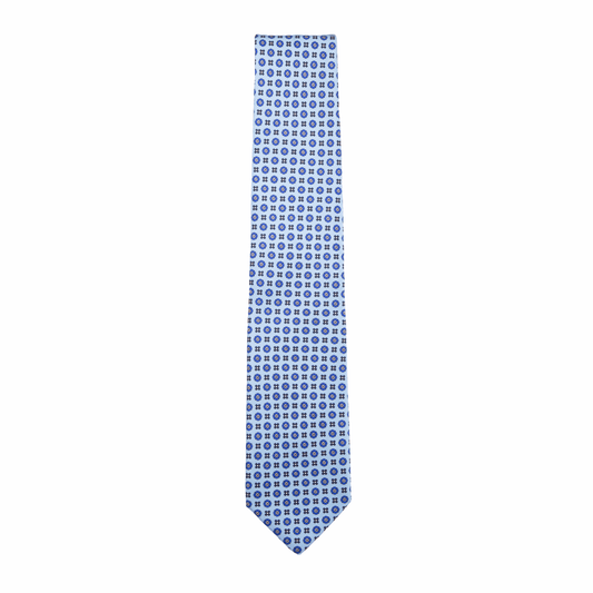 Krawatte Seide Print Floral Made in Italy Light Blue