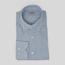 Leinenhemd Blau Gestreift Cordone Button Down