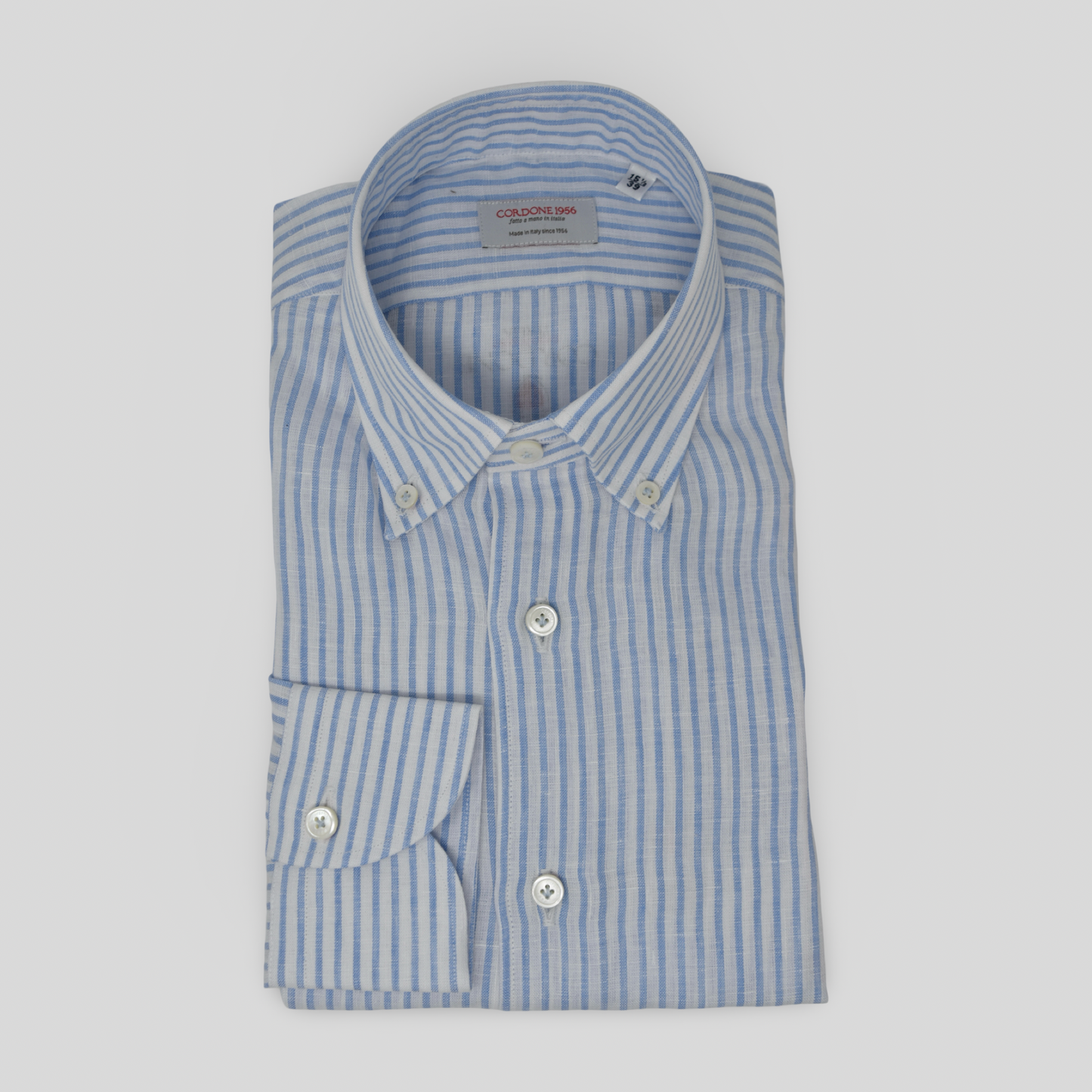 Leinenhemd Blau Gestreift Cordone Button Down