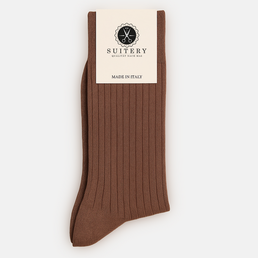 Anzugssocken Rib Braun Suitery Made in Italy