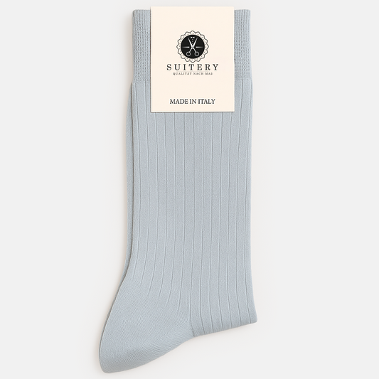 Anzugssocken Rib Hellblau Suitery Made in Italy