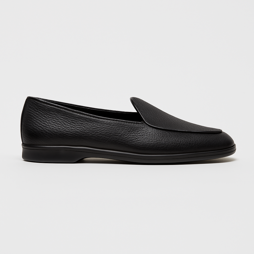Yanko Belgian Loafer Schwarz genarbtes Leder