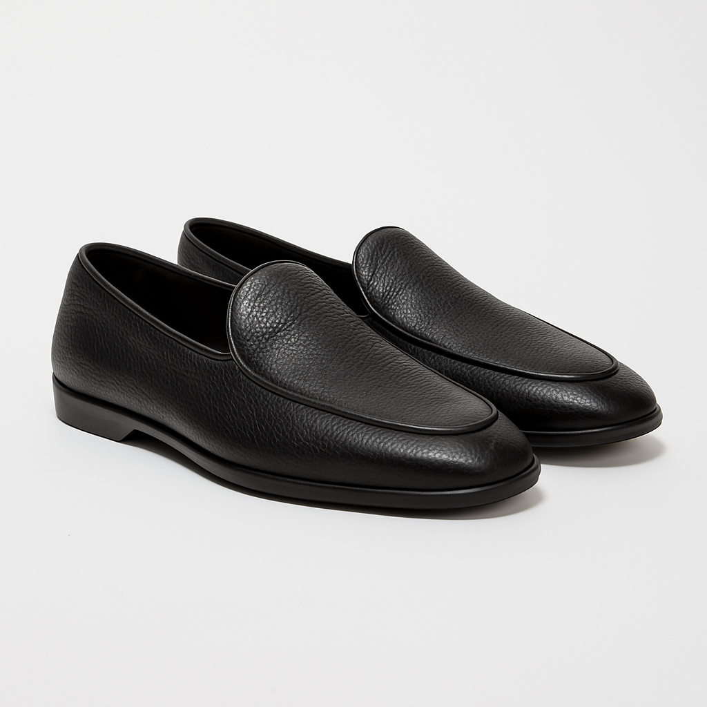 Yanko Belgian Loafer Schwarz genarbtes Leder