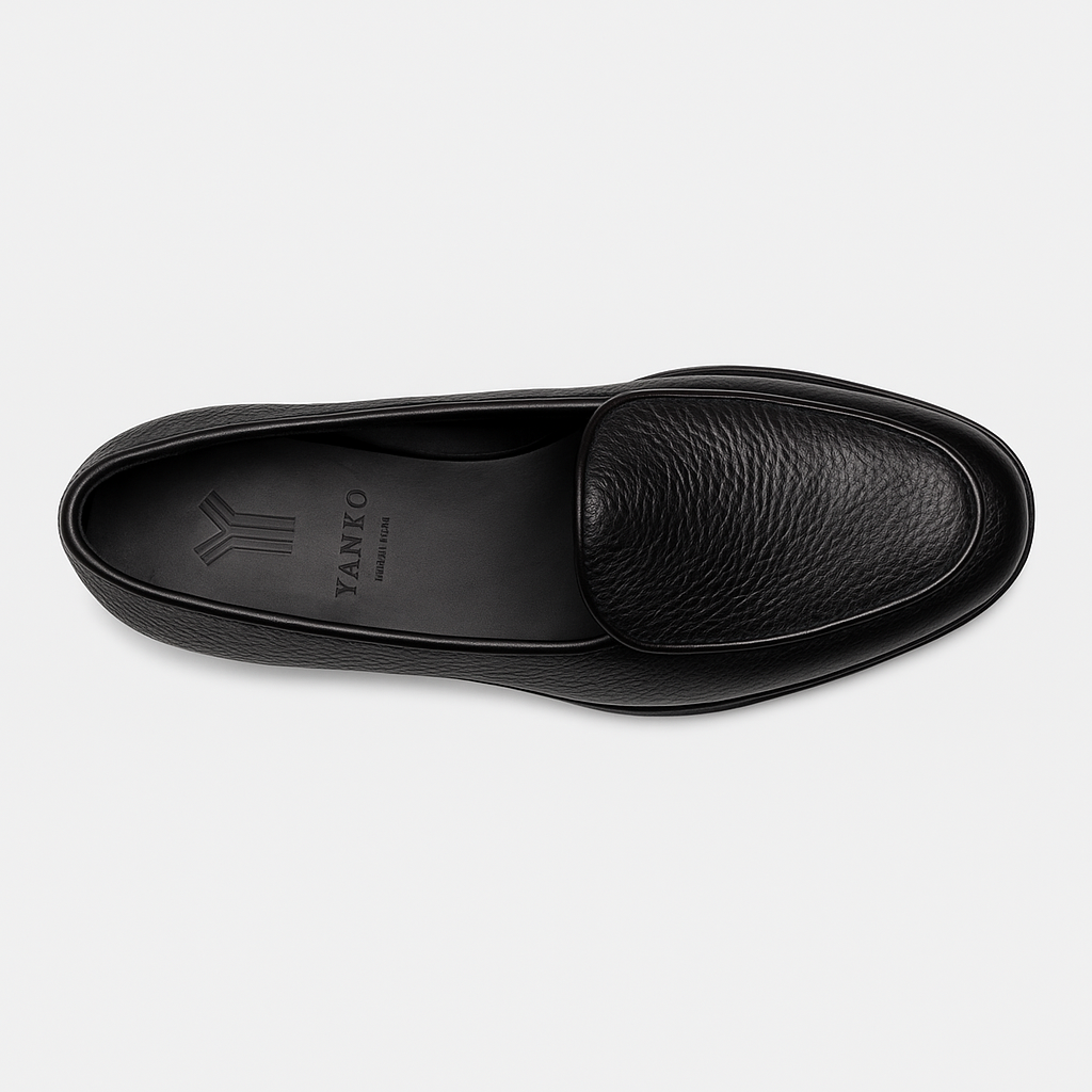 Yanko Belgian Loafer Schwarz genarbtes Leder
