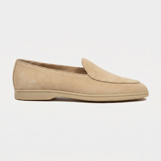 Belgian Loafer Velours Leder Beige