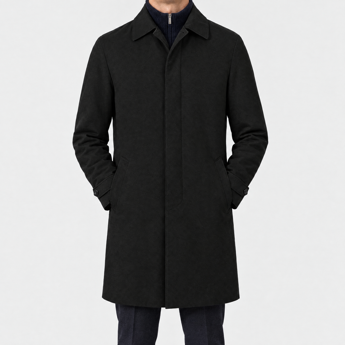 Car Coat Schwarz Technical Made in Italy