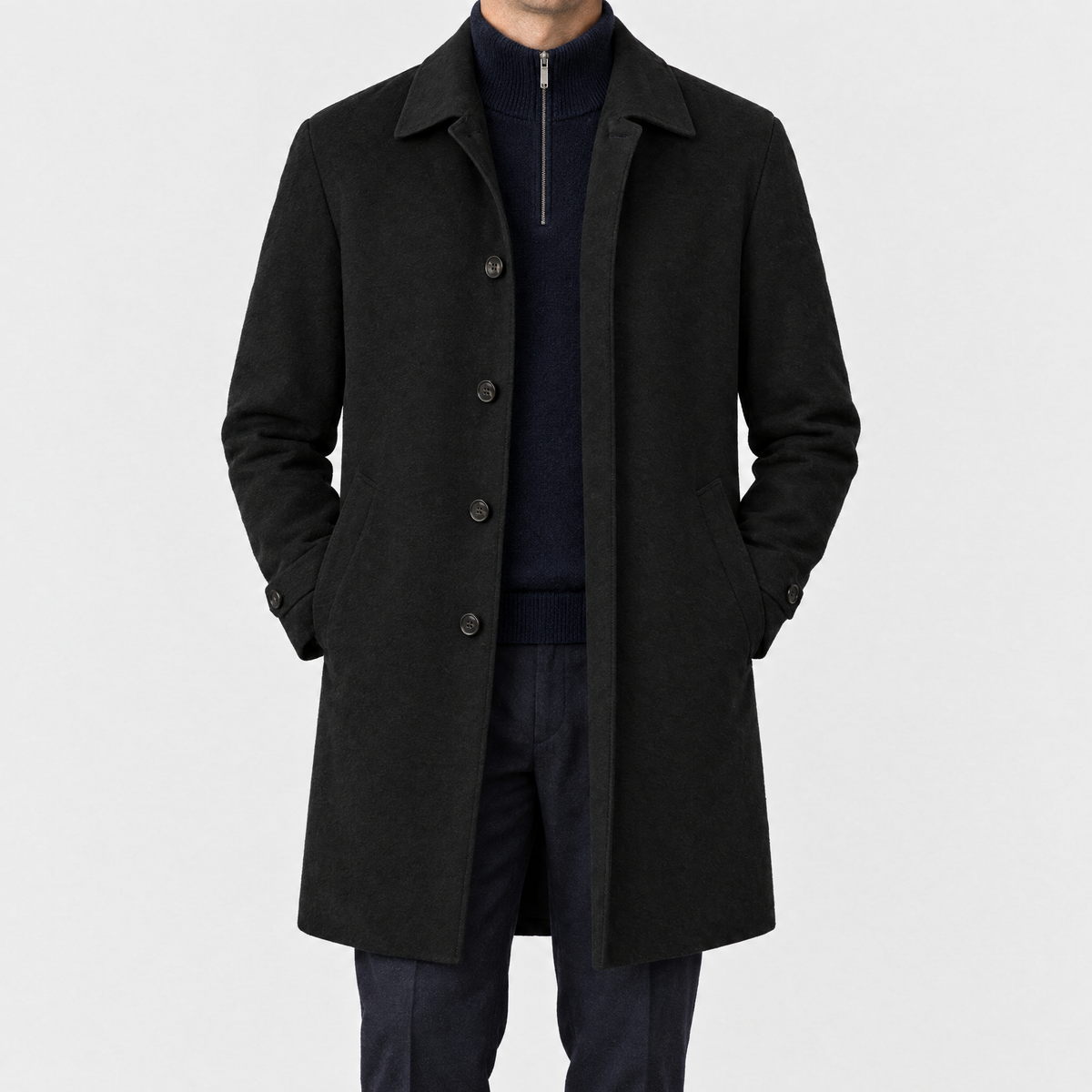 Car Coat Schwarz Technical Made in Italy