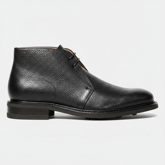 Chukka Boot Schwarz genarbtes Leder Made in Spain