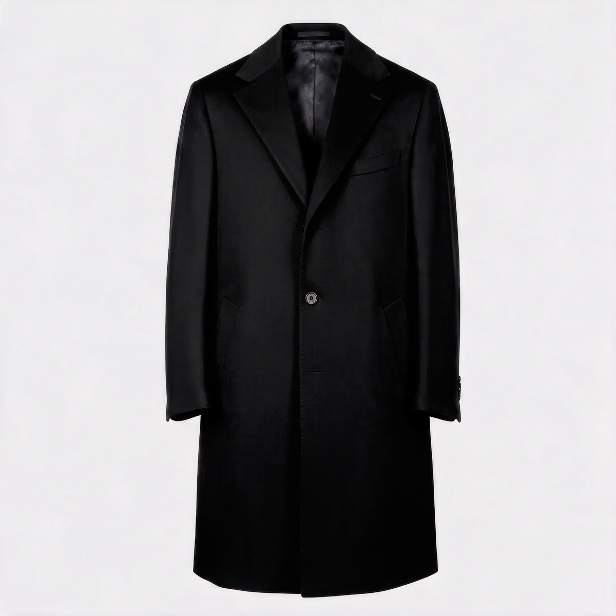 Wollmantel Schwarz Einreihig Made in Italy