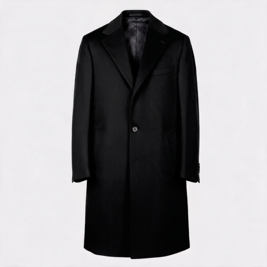 Wollmantel Schwarz Einreihig Made in Italy