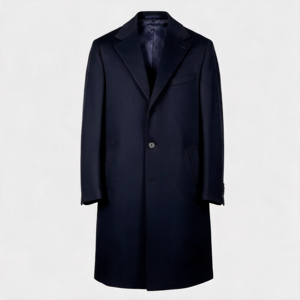 Wollmantel Navy Einreihig Made in Italy