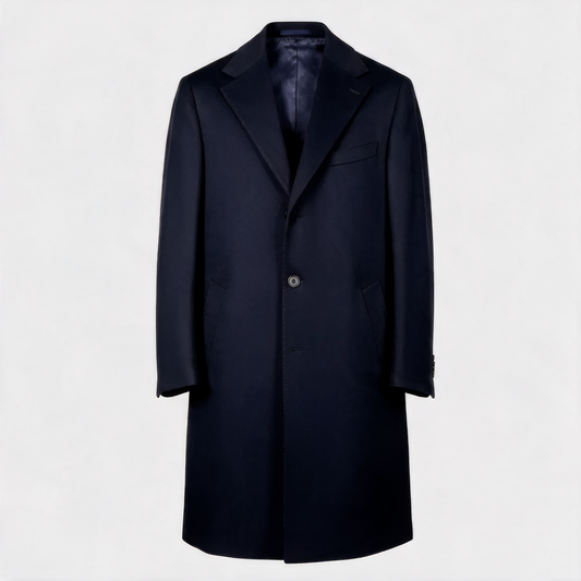 Wollmantel Navy Einreihig Made in Italy