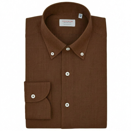 Leinenhemd Braun Cordone Button Down