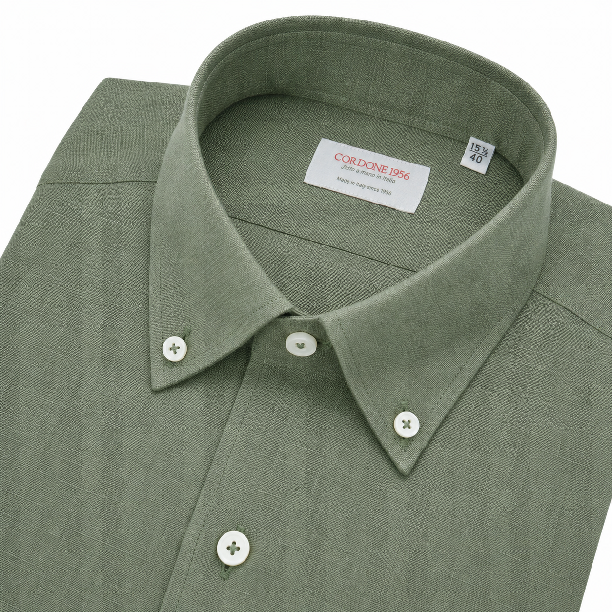 Leinenhemd Grün Cordone Button Down