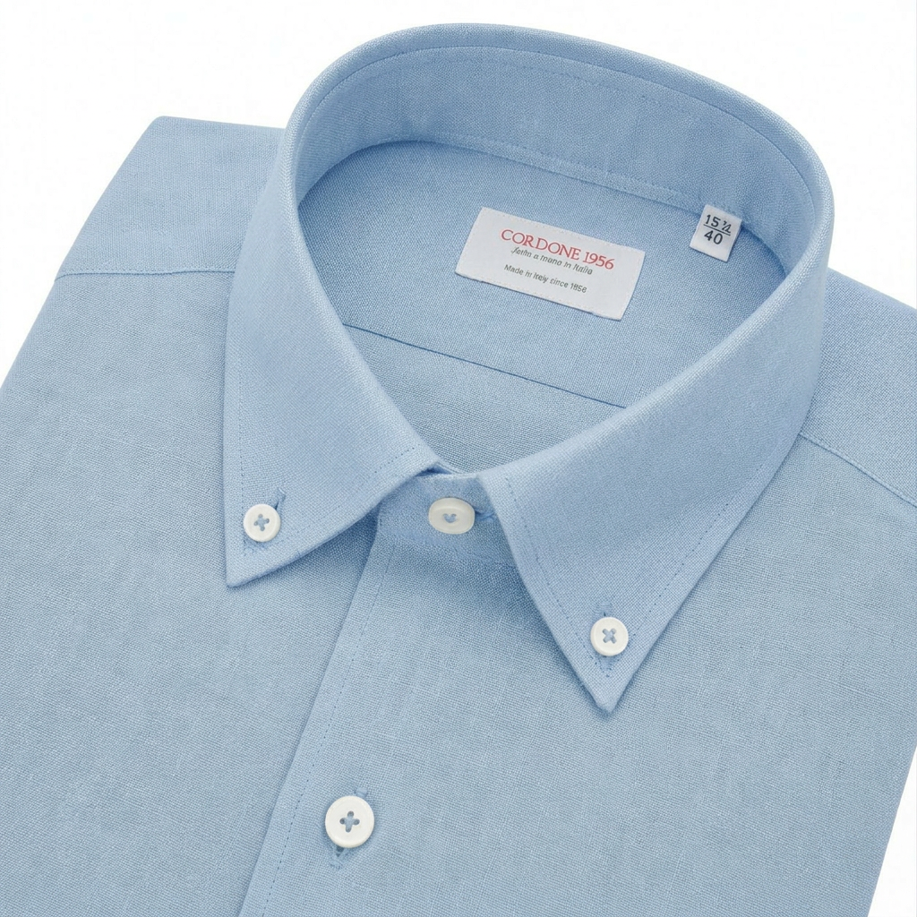 Leinenhemd Hellblau Cordone Button Down