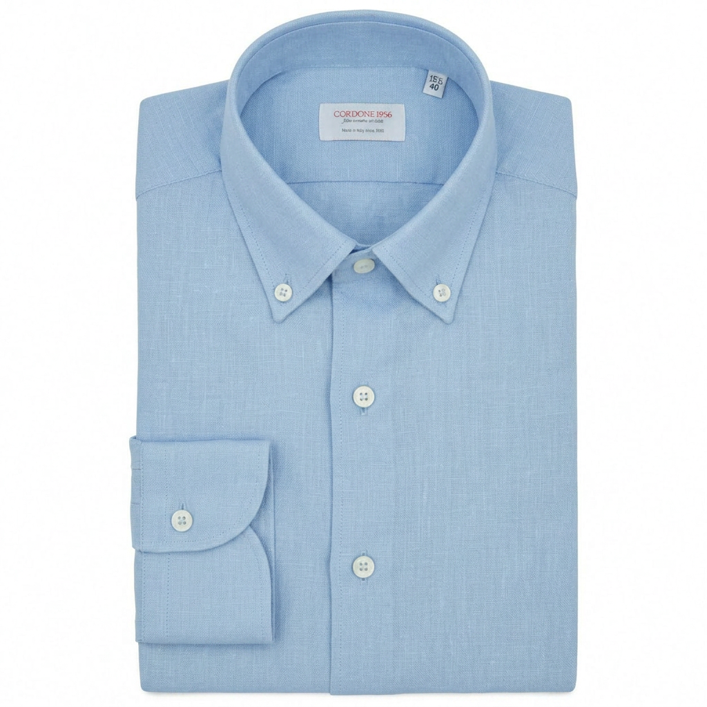 Leinenhemd Hellblau Cordone Button Down