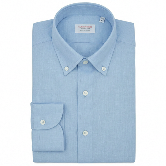 Leinenhemd Hellblau Cordone Button Down