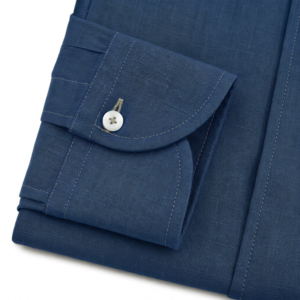 Leinenhemd Royal Blau Cordone Button Down