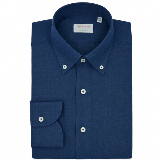 Leinenhemd Royal Blau Cordone Button Down