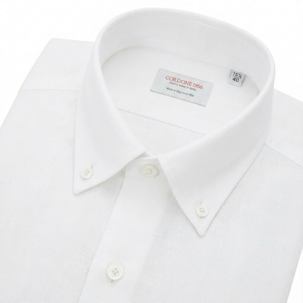 Leinenhemd Weiß Cordone Button Down