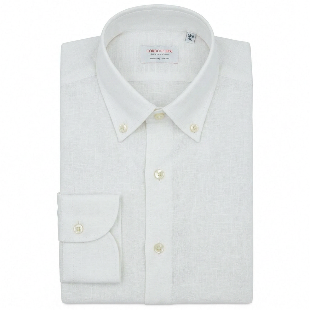 Leinenhemd Weiß Cordone Button Down