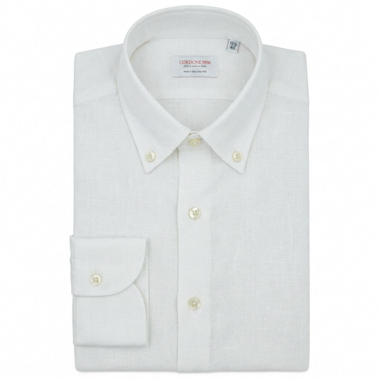Leinenhemd Weiß Cordone Button Down