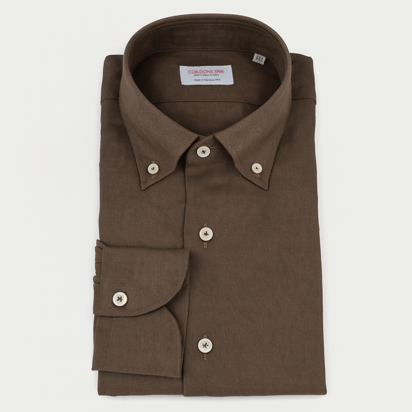 Leinenhemd Braun Cordone Button Down
