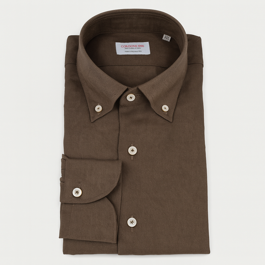 Leinenhemd Braun Cordone Button Down