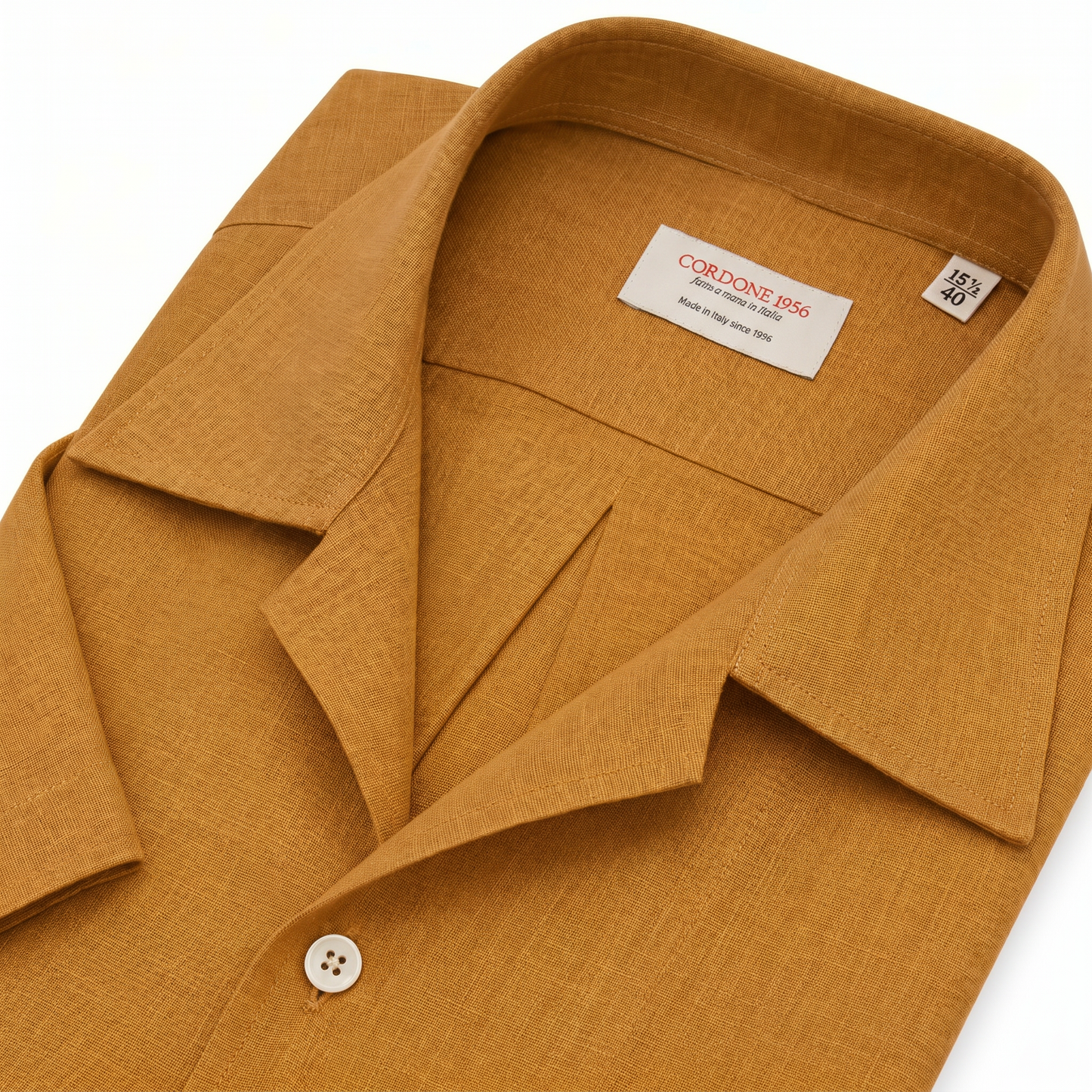 Cordone Hemd Kurzarm Leinen Brown