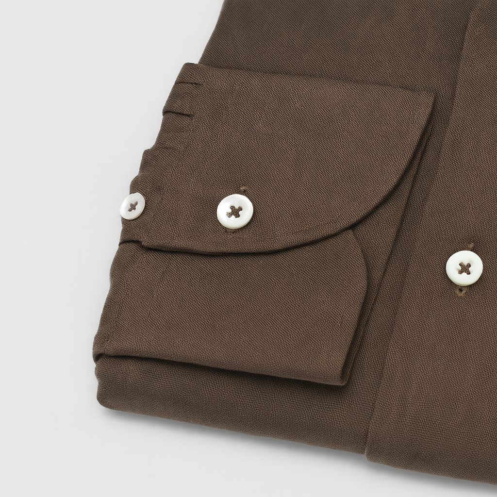 Leinenhemd Braun Cordone Button Down
