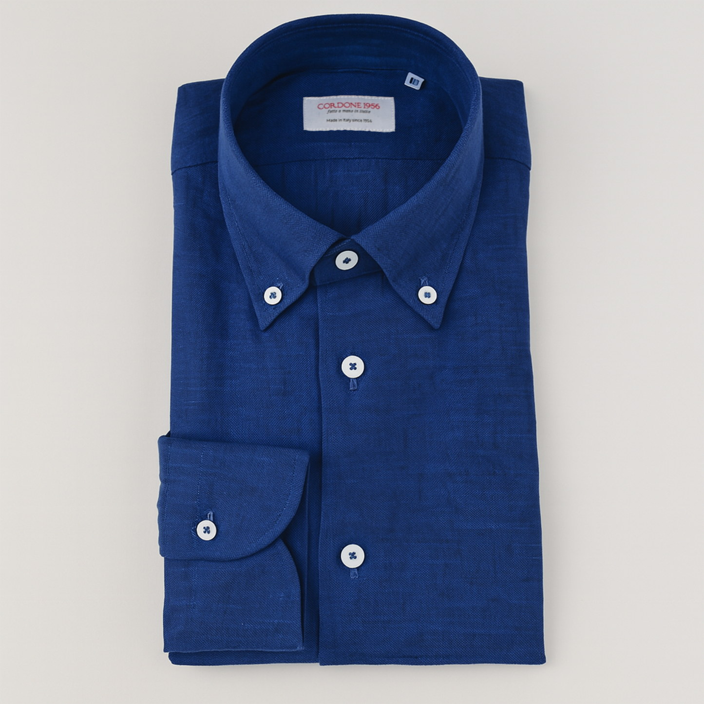 Leinenhemd Royal Blau Cordone Button Down