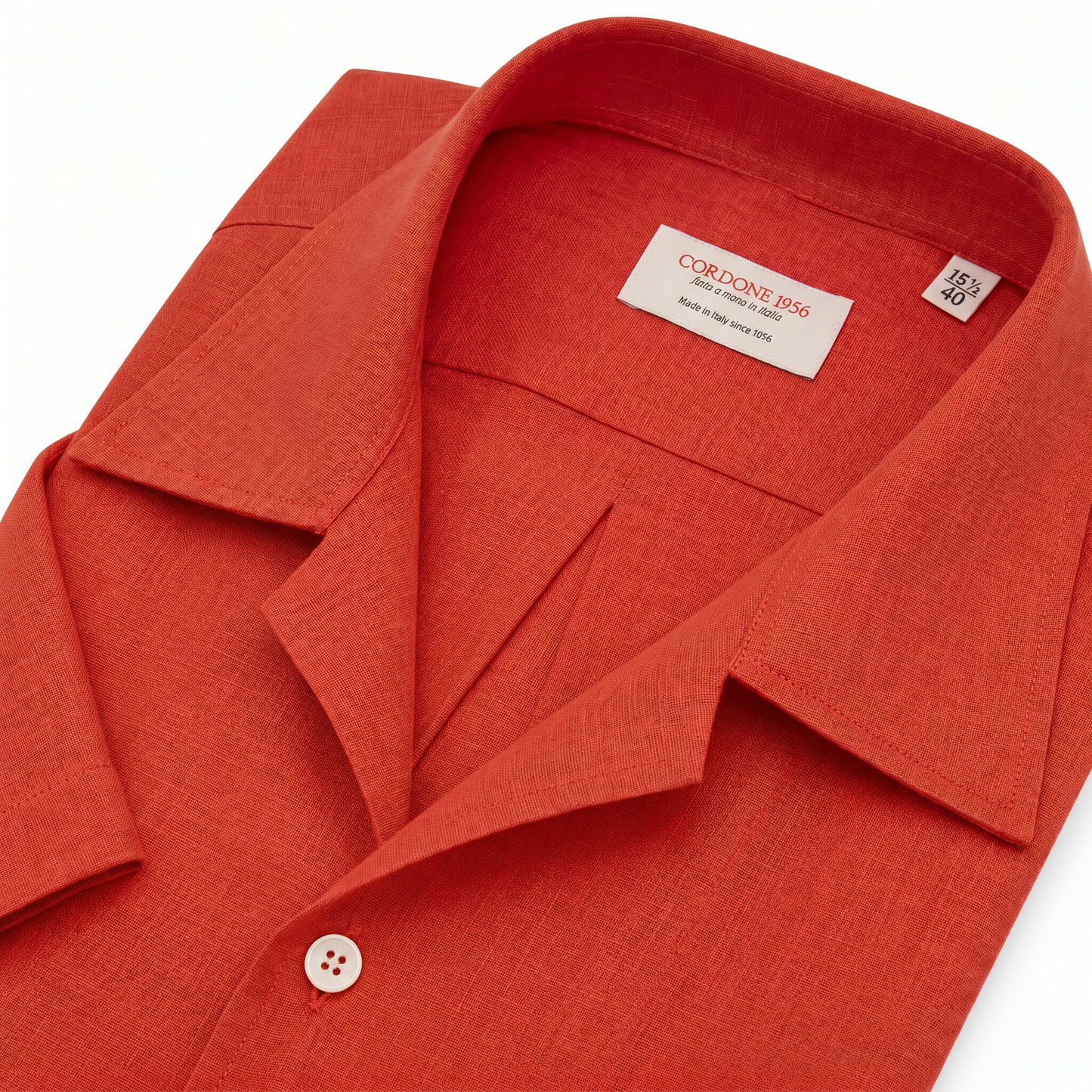 Cordone Hemd Kurzarm Leinen Rot