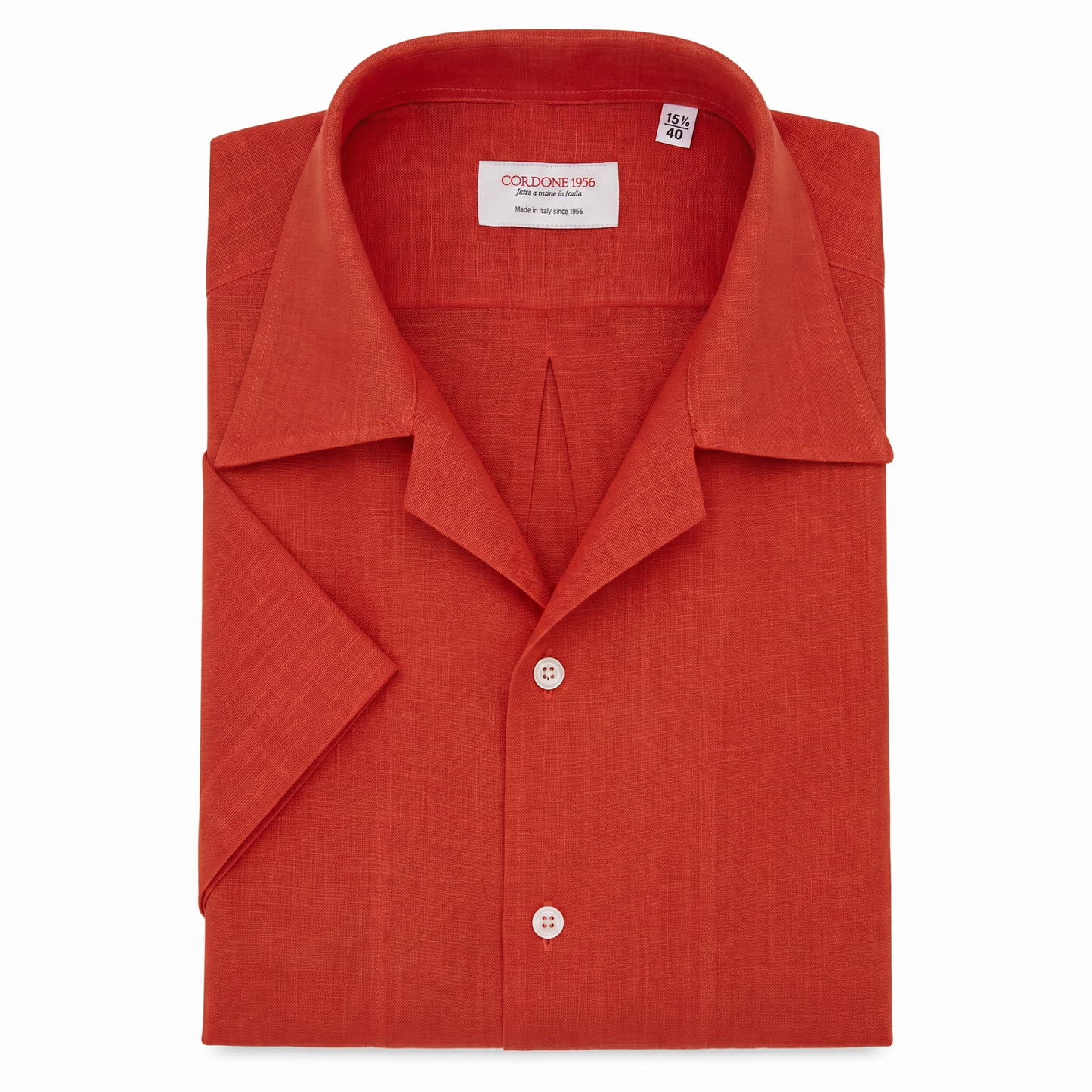 Cordone Hemd Kurzarm Leinen Rot