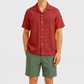 Cordone Hemd Kurzarm Leinen Rot
