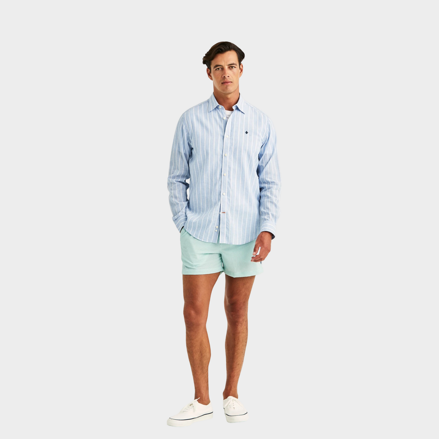 Morris Stockholm Leinenhemd Light Blue Stripes