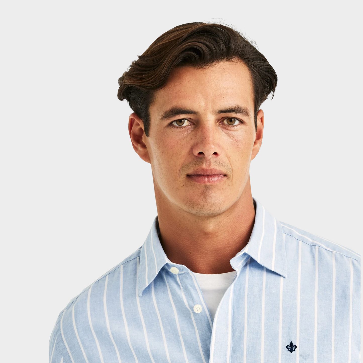 Morris Stockholm Leinenhemd Light Blue Stripes