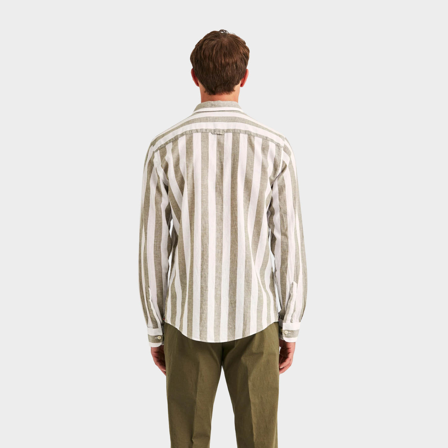 Morris Stockholm Leinenhemd Olive Stripes