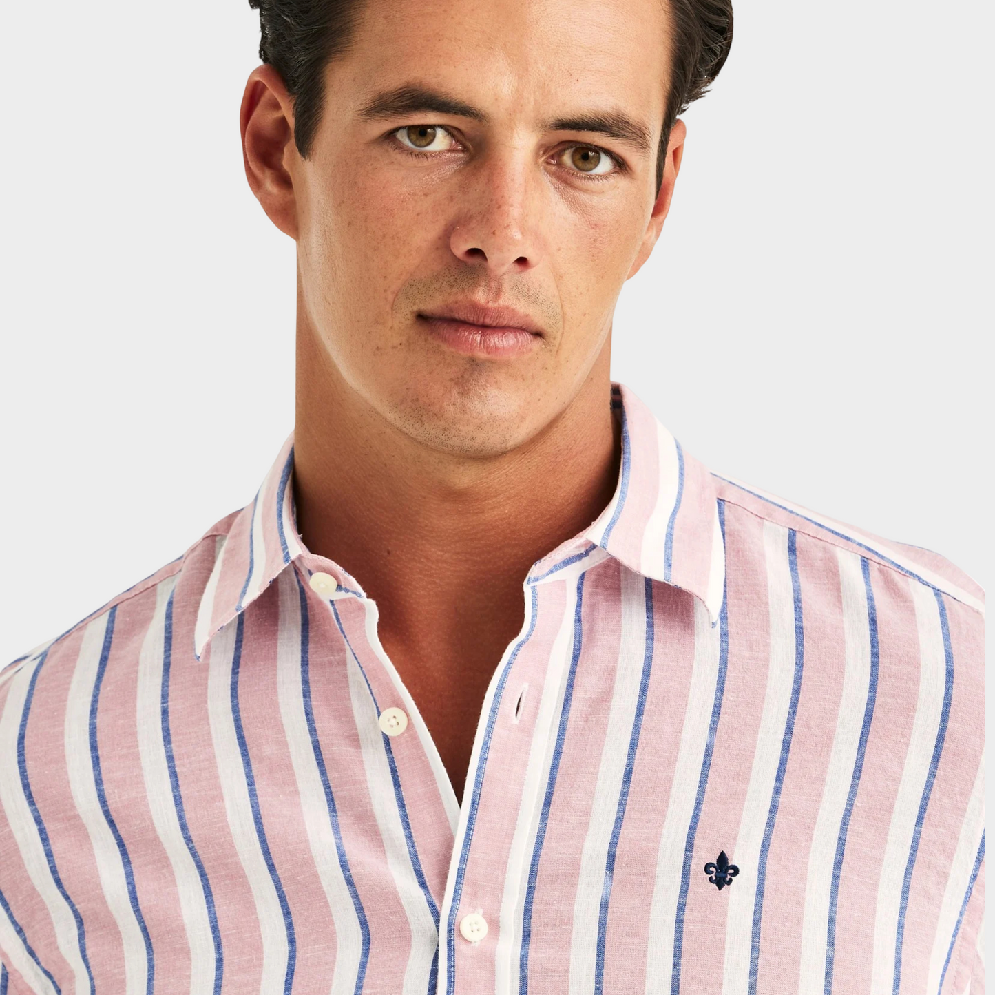 Morris Stockholm Leinenhemd Pink Stripes