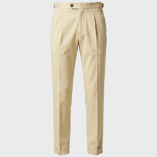 Bundfaltenhose Satorial Baumwolle Beige