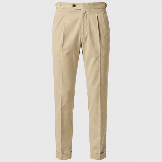 Bundfaltenhose Satorial Baumwolle Beige