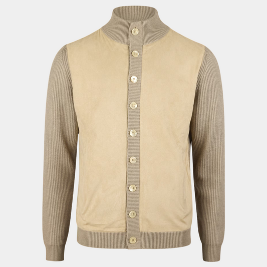 Jacket Beige Knitted Hybrid Buttoned Alcantara
