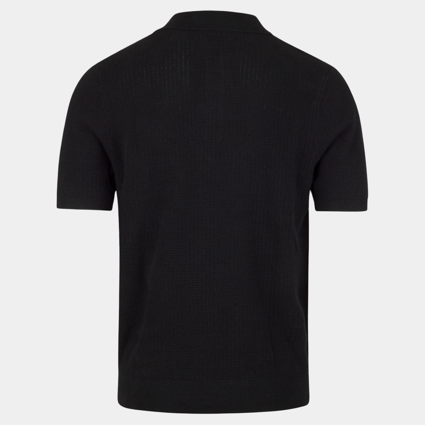 Polo Shirt Schwarz Knitted Crochet