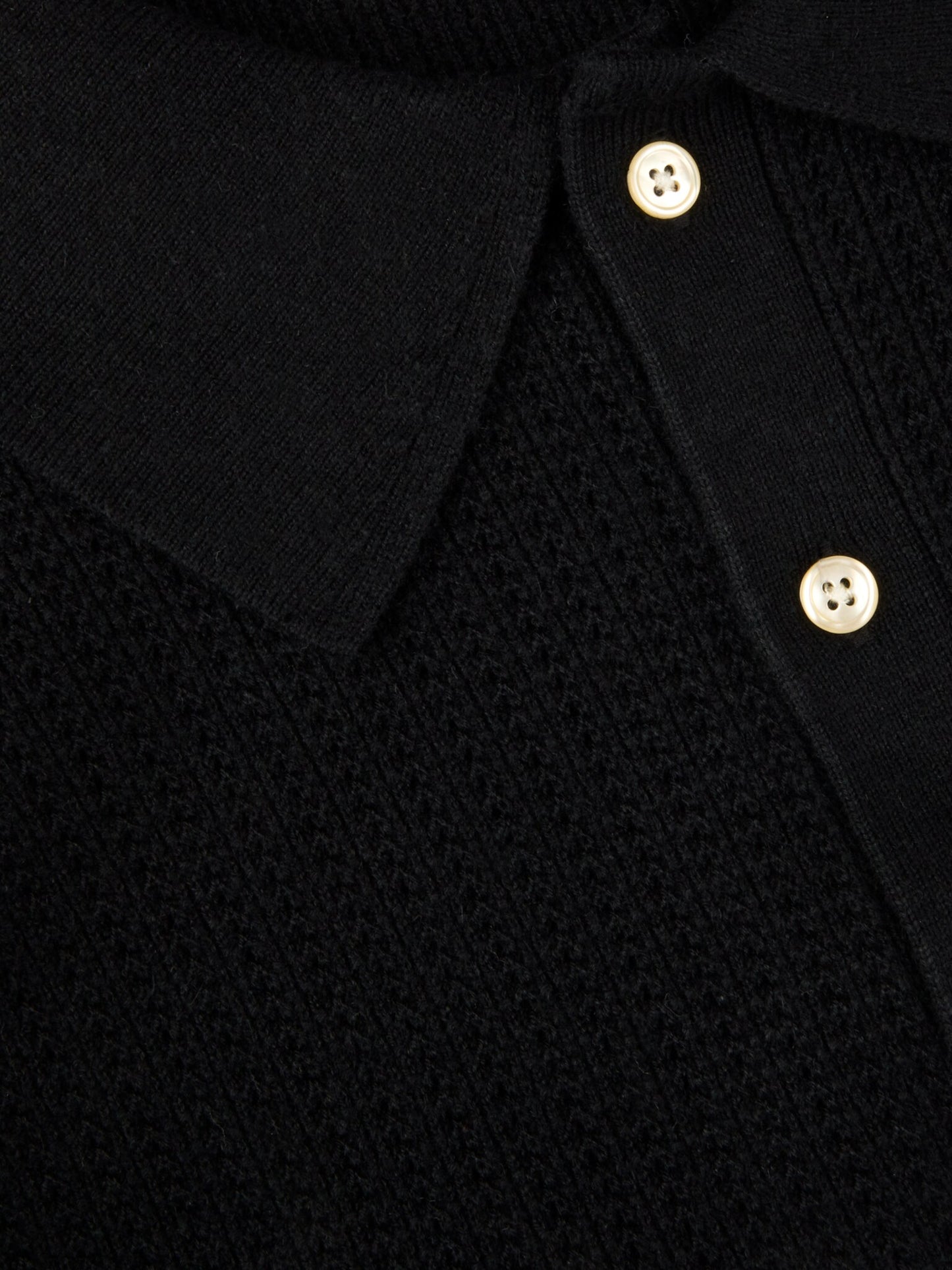 Polo Shirt Schwarz Knitted Crochet