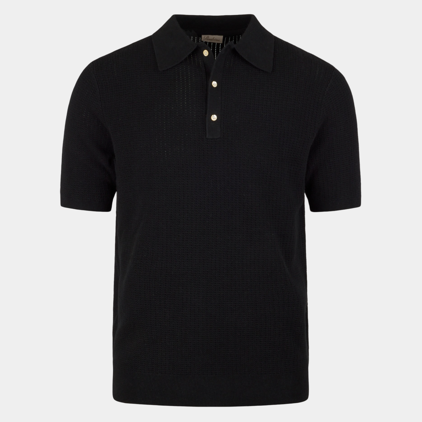 Polo Shirt Schwarz Knitted Crochet