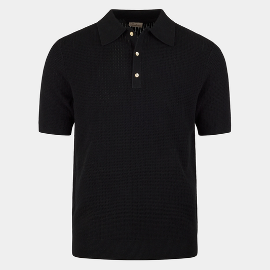 Polo Shirt Schwarz Knitted Crochet
